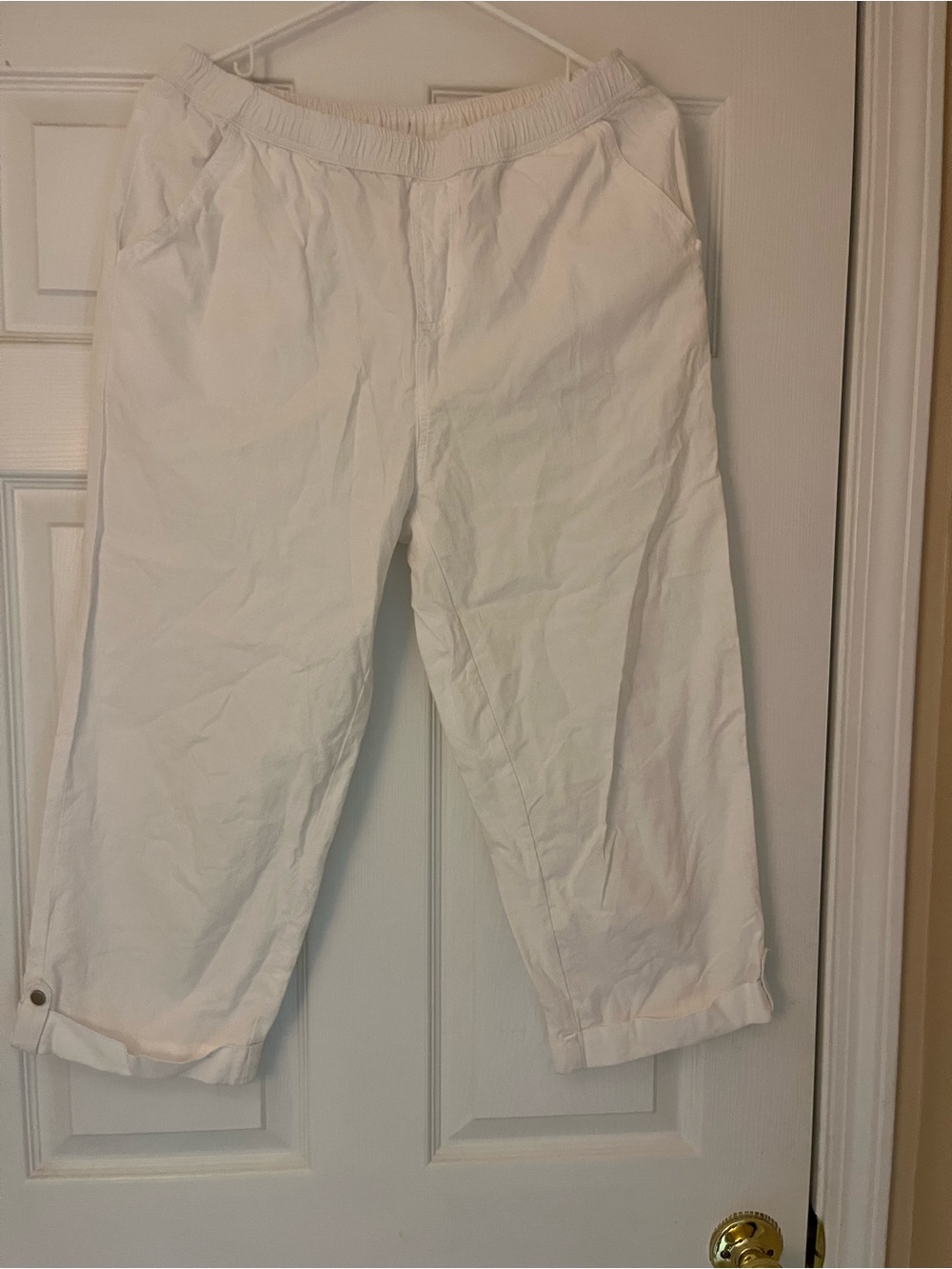 Emily Daniels White Textured Elastic-Waist Pants